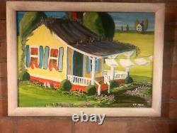 1 last Danny Doughty Painting Yellow House on wood! From his 2002 poor peri