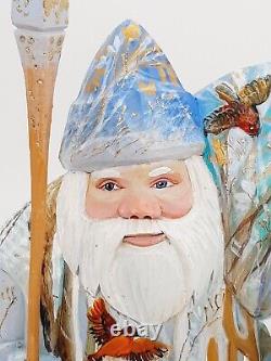 10 Wooden Santa Claus Hand carved painted figurine Christmas decor from Ukraine