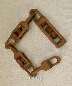 #11 Vintage Folk Art Carved Wood Chain Whimsy with 3 Balls in Cages 16 From $180