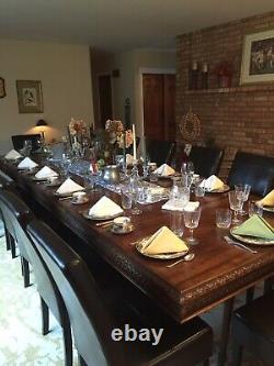 12 Dining Table From 1800s With 12 Leather Chairs
