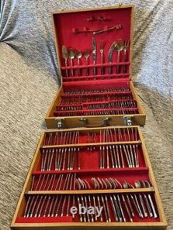 139 Piece Vintage MCM Brass And Rosewood Cutlery Set From Thailand