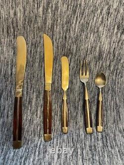 139 Piece Vintage MCM Brass And Rosewood Cutlery Set From Thailand