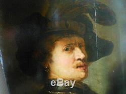 17th Century Oil on Wood Panel from Rembrandt's Studio White Lead & Umber