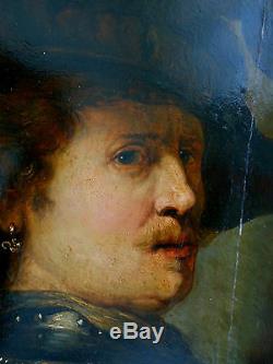 17th Century Oil on Wood Panel from Rembrandt's Studio White Lead & Umber