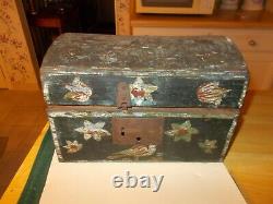 1800s Primitive Hand Painted French Brides Box With Note From Normandy France