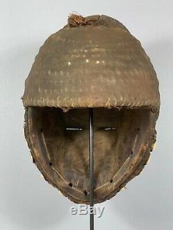 181028 Tribal used Old African female mask from the Punu with Cap Gabon