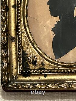 1820 1830, framed miniature Bust Profile Silhouettes from Newburyport, MA are