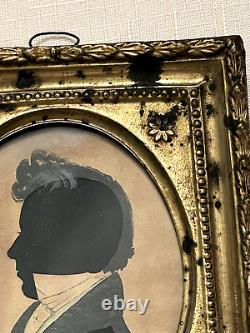 1820 1830, framed miniature Bust Profile Silhouettes from Newburyport, MA are