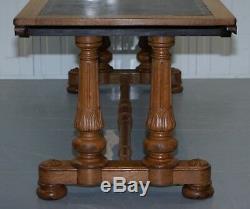 1840 Oak Leather Top Refectory Library Table From In & Out Naval & Military Club