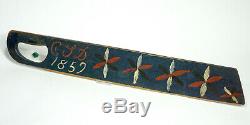 1859 Pinwheels Blue Red Flax Scutching Knife From Sweden Swedish Scandinavian