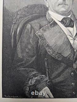 1880 Portrait of Santa Ana from Original Wood Engraving J. H. Richardson
