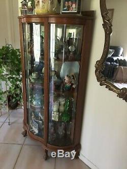 1880's Curved Glass Cabinet made from oak Wood, VERY GOOD CONDITION