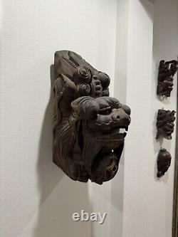 18th Century Chinese Wooden Carving Of An Foo Lion From Fallen Temple 1of1