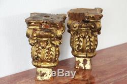 18th Century Set of Two Baroque Gold Leaf Corinthian Capitals From a Portuguese