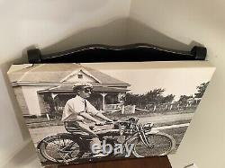 1914 Yale Motorcycle Cavas 16x 20 Picture Print Wood Frame Harley Indian