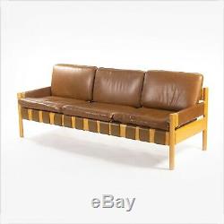 1976 Arne Norell Attr. Leather and Oak Sofa from Hugh Stubbins Library Princeton