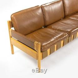 1976 Arne Norell Attr. Leather and Oak Sofa from Hugh Stubbins Library Princeton