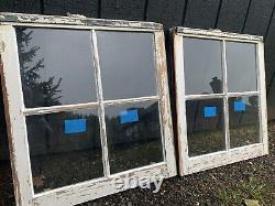 2 -24-3/4 x 26-1/4 Vintage Window sashes old 4 pane From 1942 Arts & Craft