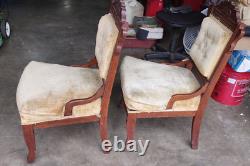 2 Antique Eastlake Victorian Parlor Chairs From The 19th Century With Casters