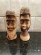 2 Heads Sculptures Of Lignum Vitae Wood From Jamaica Heavy
