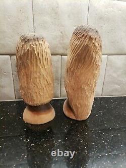 2 Heads Sculptures of Lignum Vitae Wood from Jamaica heavy