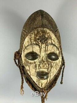200724 Tribal used Old African female mask from the Punu Gabon