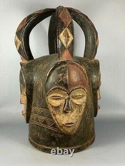 201022 Large Old Tribal used African Helmet mask from the Lega Bwami Congo