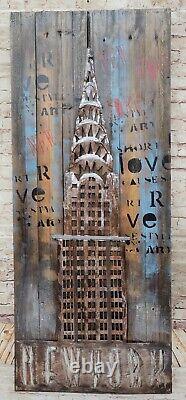 20Wx 485H CHRYSLER BUILDING FROM THE EUROPEAN FINERY REAL WOOD of CANVAS