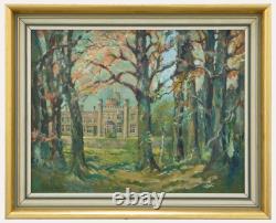 20th Century Oil Scottish Castle from the Woods