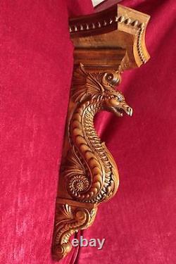21 Large Wooden wall shelf/Corbel/bracket Dragon. Carved from alder wood