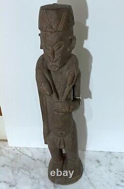 27 Tall Old Dogon People Carved Wood Statue Of A Male Hunter Figure From Mali
