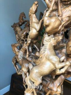 29 Horse Large Hand Carved Art From Bali Plumeria Root