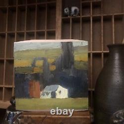 2x6 Landscape No. 400 Oil Painting on Wood Direct From Folk Artist Rob Vetter