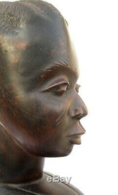 3.8kg! Old African Carved Iron Wood, Large & Heavy Woman Head Statue from Kenya