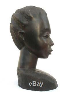3.8kg! Old African Carved Iron Wood, Large & Heavy Woman Head Statue from Kenya