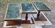 3 Green Marble And Wood One-of-a-kind Tables From Old Bank Building Rare Marble