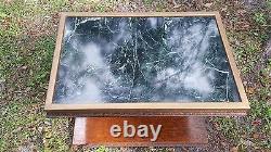 3 Green Marble and Wood One-of-a-Kind Tables from Old Bank Building Rare Marble