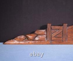 48 French Antique Breton Pediment, Crown or Crest Chestnut Wood from Brittany