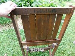 5 Antique Wood Folding Slat Chairs from IOOF Odd Fellows Lodge Simmons