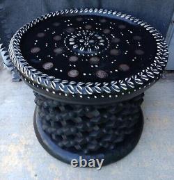 55cm Traditional African Bamileke Decorated Stool From Cameroon