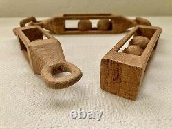 #6 Vintage Folk Art Wood Carved Chain with 3 Ball in Cages Whimsy 24 From $270