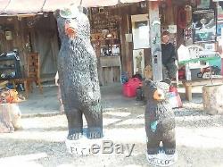 6ft Bear carved from wood $500. 3ft. Bear $300