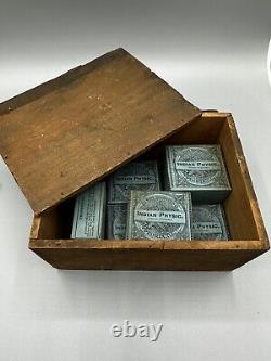 7 Packages Of Indian Physic Holistic Medicine from early 1900's With Wood Box