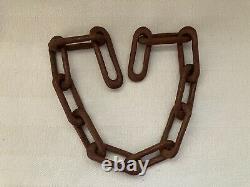 #7 Vintage Folk Art Wood Carved Chain Whimsy Length 31 Down From $162.00