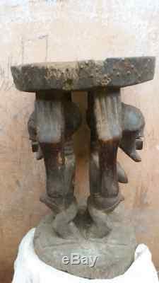 80 years old Songye Tabouret Stool Statue from Congo Garanteed authentic #104