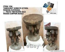 80 years old Songye Tabouret Stool Statue from Congo Garanteed authentic #104