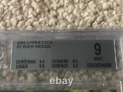 (9) Tiger Woods Rookie Lot- 3 2001Upper Deck #1 3 X 9.5, 0.5 from Gem Mint