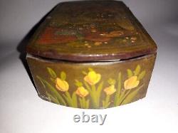 A Qajar lacquered Wood Box antique from the Middle East