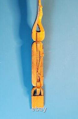 A+ Very Rare 1800's Antique Hand Carved From Single Piece of Wood Knife & Lock
