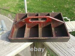 AAFA Antique Red Wooden Tote made from Ammunition Crate with Metal Dividers